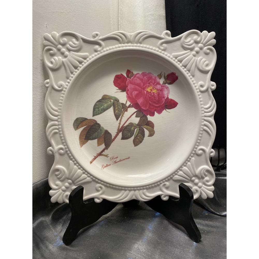 Set of Three Redoute Roses Collection Square Plates by Baum Bros. formalities